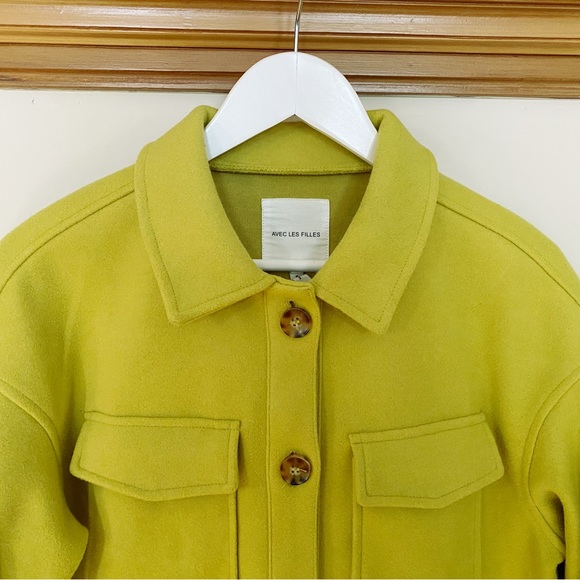 AVEC LES FILLES Mid Weight Shacket (Shirt Jacket) Chartreuse Small - Picture 3 of 6